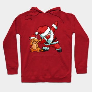 Funny Santa Claus and Dabbing Cat Hoodie